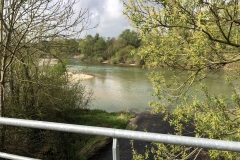 the river running on the other side of the path